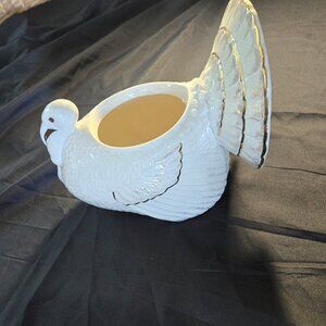 LENOX "Harvest Glory" Ceramic Turkey Centerpiece Planter NWT